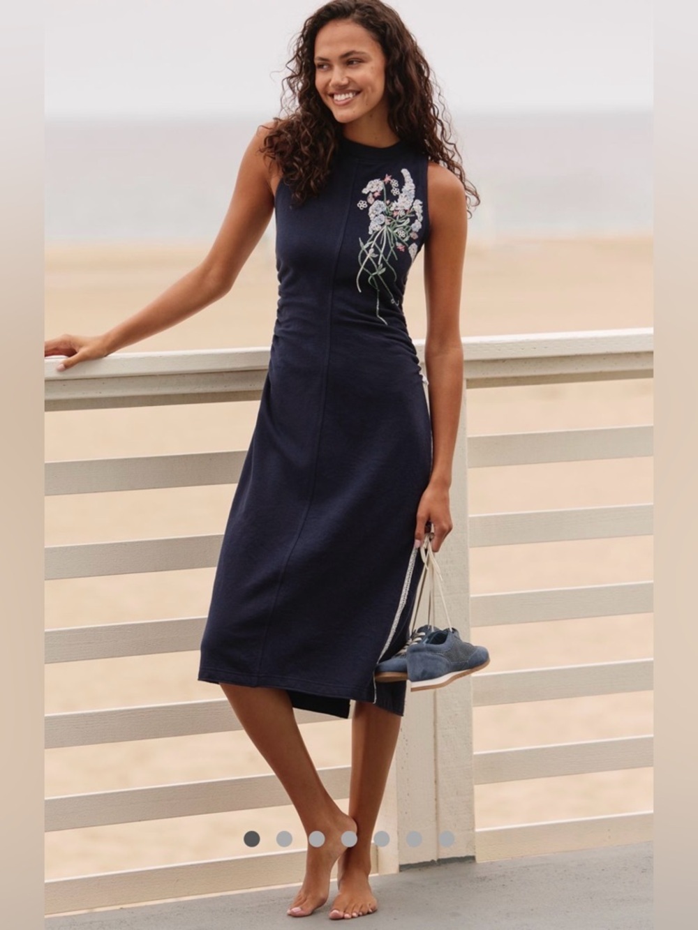 Anthropologie Daily Practice Sports Start Sleeveless Midi Dress nautical summer - Picture 2 of 14